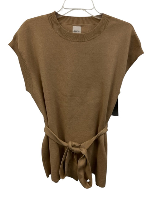 Maeve Size M Brown Viscose & Polyester Cap Sleeve Crew Neck Knit Sash Inc Dress Brown / M