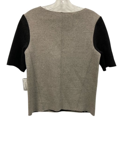 Helmut Lang Size S Black & Gray Wool & Polyamide Short Sleeve Color Block Top Black & Gray / S