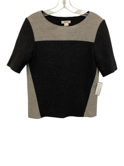 Helmut Lang Size S Black & Gray Wool & Polyamide Short Sleeve Color Block Top Black & Gray / S