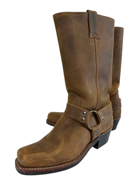Frye Shoe Size 7.5 Brown Leather Square Toe Half Calf Buckle Boots Brown / 7.5