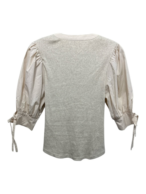 Ulla Johnson Size M Oatmeal Beige Cotton Ribbed Fabric Block Scoop Neck Top Oatmeal Beige / M