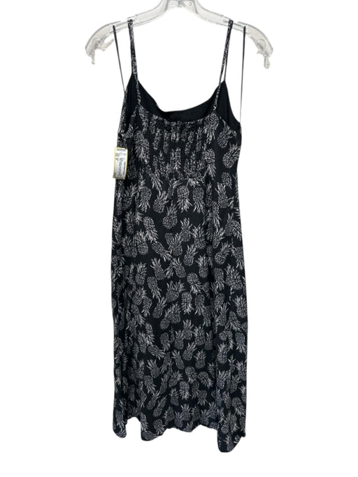 ASTR Size M Black & White Linen Blend Spaghetti Strap Pineapple Front Slit Dress Black & White / M