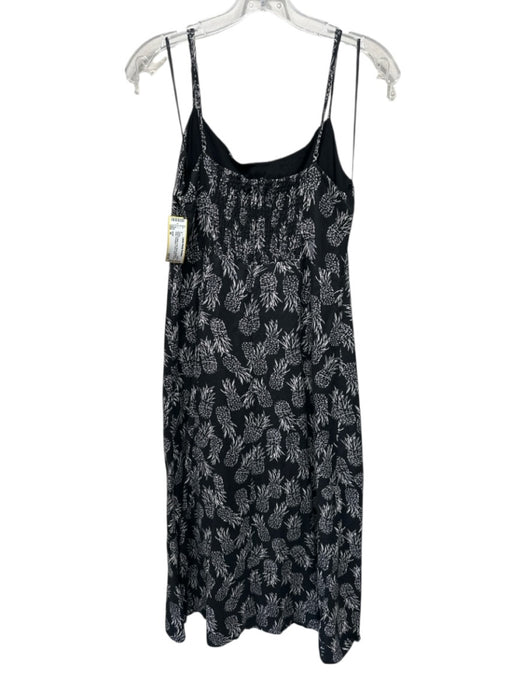 ASTR Size M Black & White Linen Blend Spaghetti Strap Pineapple Front Slit Dress Black & White / M