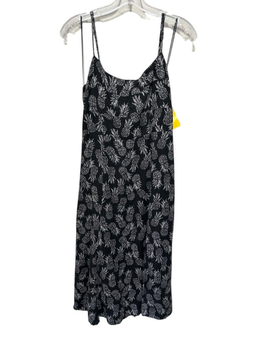 ASTR Size M Black & White Linen Blend Spaghetti Strap Pineapple Front Slit Dress Black & White / M
