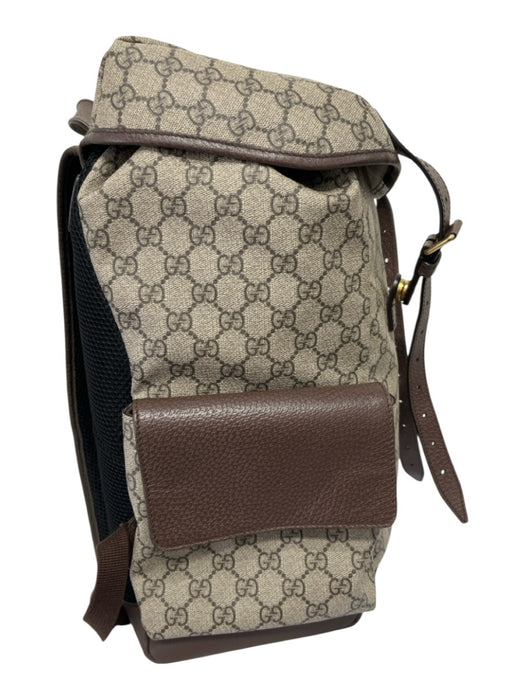 Gucci Red, Green, Brown Coated Canvas Leather trim Gucci Supreme Flap Bag Red, Green, Brown / Large