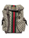 Gucci Red, Green, Brown Coated Canvas Leather trim Gucci Supreme Flap Bag Red, Green, Brown / Large