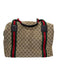 Gucci Red, Green, Brown Canvas Leather trim Gucci Supreme Zip closure Duffle Bag Red, Green, Brown / Large