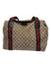 Gucci Red, Green, Brown Canvas Leather trim Gucci Supreme Zip closure Duffle Bag Red, Green, Brown / Large