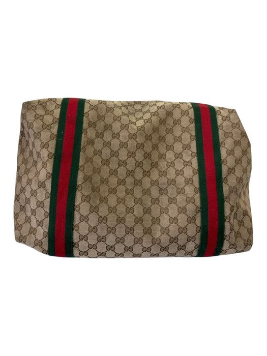 Gucci Red, Green, Brown Canvas Leather trim Gucci Supreme Zip closure Duffle Bag Red, Green, Brown / Large