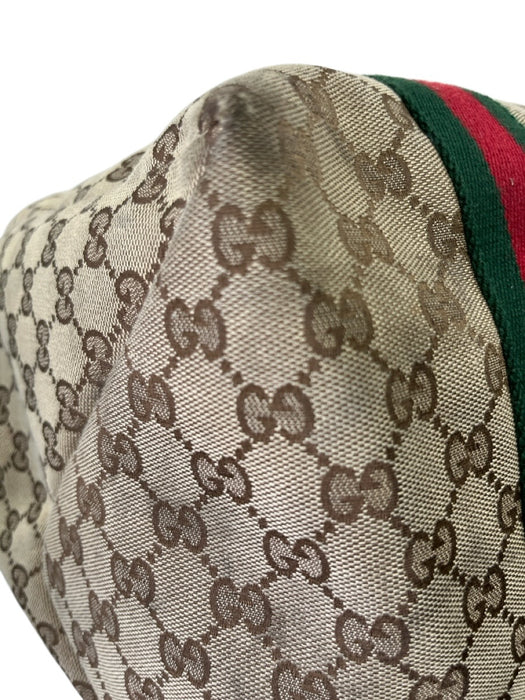 Gucci Red, Green, Brown Canvas Leather trim Gucci Supreme Zip closure Duffle Bag Red, Green, Brown / Large