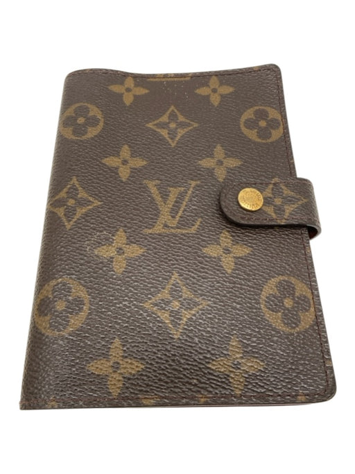 Louis Vuitton Brown & Tan Coated Canvas Snap Button Monogram Card Slots Other Brown & Tan
