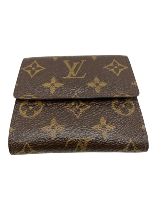 Louis Vuitton Brown & Tan Coated Canvas Snap Button Monogram Trifold Wallets Brown & Tan