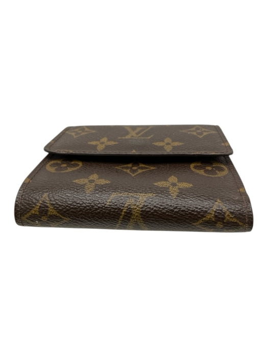 Louis Vuitton Brown & Tan Coated Canvas Snap Button Monogram Trifold Wallets Brown & Tan