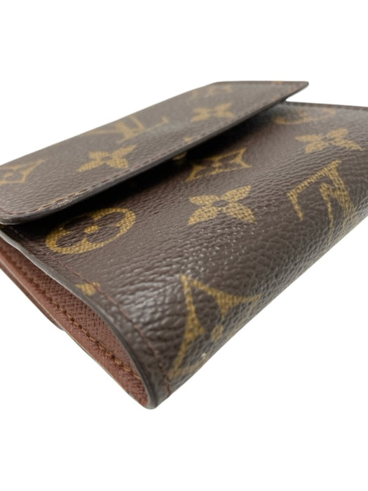 Louis Vuitton Brown & Tan Coated Canvas Snap Button Monogram Trifold Wallets Brown & Tan