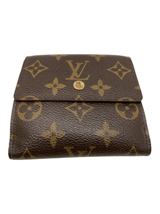 Louis Vuitton Brown & Tan Coated Canvas Snap Button Monogram Trifold Wallets Brown & Tan