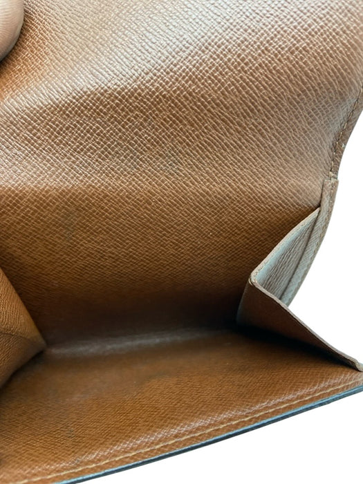 Louis Vuitton Brown & Tan Coated Canvas Snap Button Monogram Trifold Wallets Brown & Tan