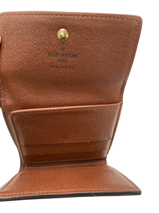 Louis Vuitton Brown & Tan Coated Canvas Snap Button Monogram Trifold Wallets Brown & Tan