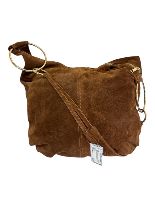 Marlon Brown & Gold Suede Gold hardware Gold Zipper Hobo Bag Brown & Gold / Large