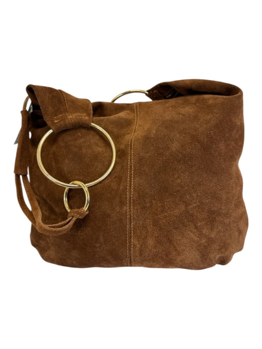 Marlon Brown & Gold Suede Gold hardware Gold Zipper Hobo Bag Brown & Gold / Large