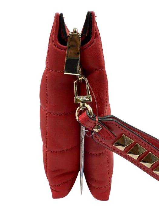 Michael Kors Red & Gold Faux Leather Rectangle Box Quilted Studded wrist bag Bag Red & Gold / Small