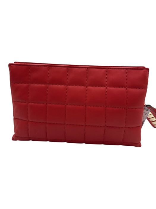 Michael Kors Red & Gold Faux Leather Rectangle Box Quilted Studded wrist bag Bag Red & Gold / Small