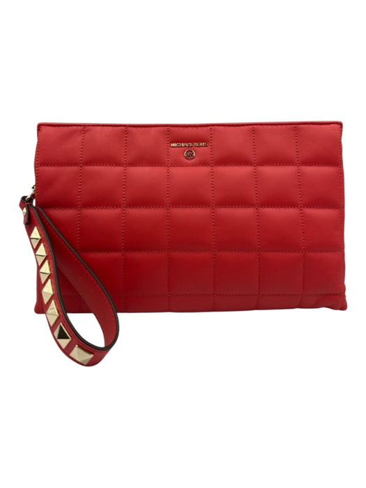 Michael Kors Red & Gold Faux Leather Rectangle Box Quilted Studded wrist bag Bag Red & Gold / Small