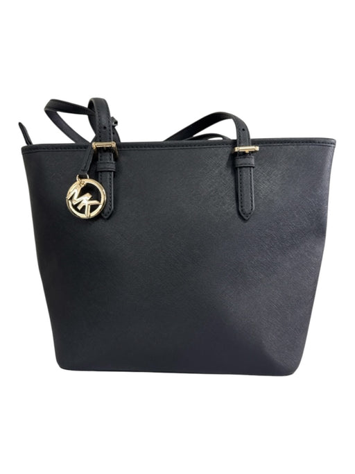 Michael Kors Black Coated Canvas Top Handle Zip Top Goldtone Hardware Bag Black