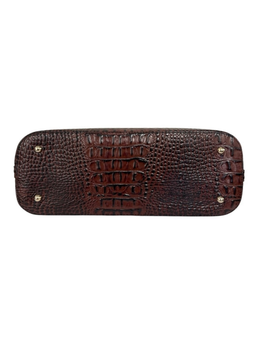 Brahmin Black & Brown Leather Zip Top Top Handle Adjustable Strap Bag Black & Brown / S