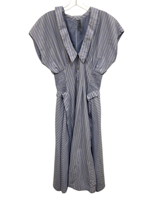 Anthropologie Size M Light blue & white Cotton Sleeveless Vertical Stripes Dress Light blue & white / M