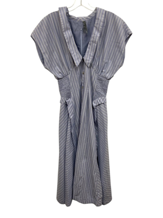 Anthropologie Size M Light blue & white Cotton Sleeveless Vertical Stripes Dress Light blue & white / M