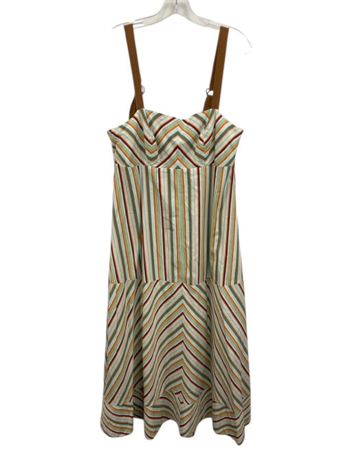 Maeve Size 12 Aqual, Brown & Multi Cotton Shoulder Straps Striped Maxi Dress Aqual, Brown & Multi / 12