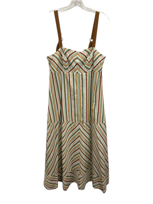 Maeve Size 12 Aqual, Brown & Multi Cotton Shoulder Straps Striped Maxi Dress Aqual, Brown & Multi / 12