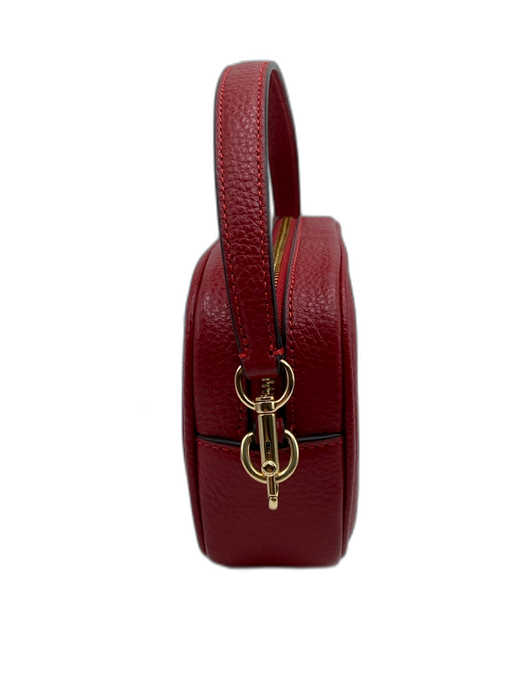 Coach Red Leather Zip Close Adjustable Strap Wristlet Bag Red / S