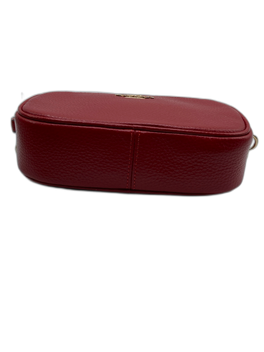 Coach Red Leather Zip Close Adjustable Strap Wristlet Bag Red / S