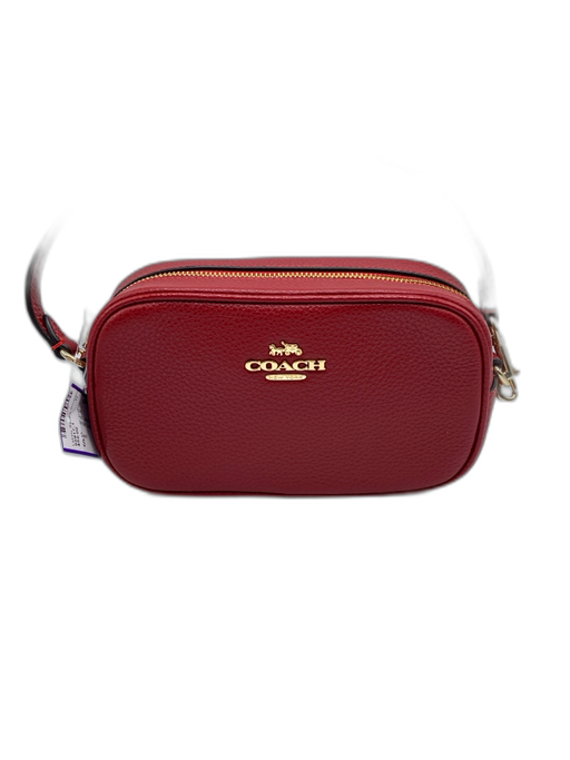 Coach Red Leather Zip Close Adjustable Strap Wristlet Bag Red / S