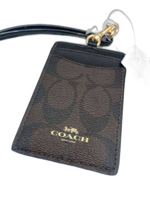 Coach Black & Brown Leather Monogram Luggage Tag Accessories - Women Black & Brown