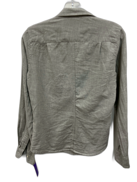 Frank & Eileen Size XS Light Gray Cotton V Neck Long Sleeve Button Down Top Light Gray / XS