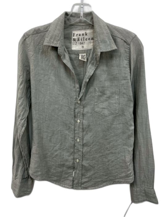 Frank & Eileen Size XS Light Gray Cotton V Neck Long Sleeve Button Down Top Light Gray / XS