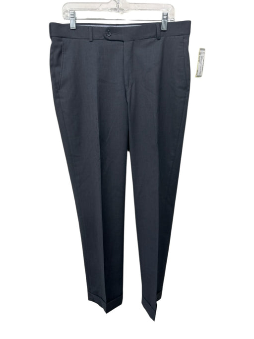 Miller Brothers Size Est 33 Dark Gray Wool Solid Dress Cuffed Men's Pants Dark Gray / Est 33