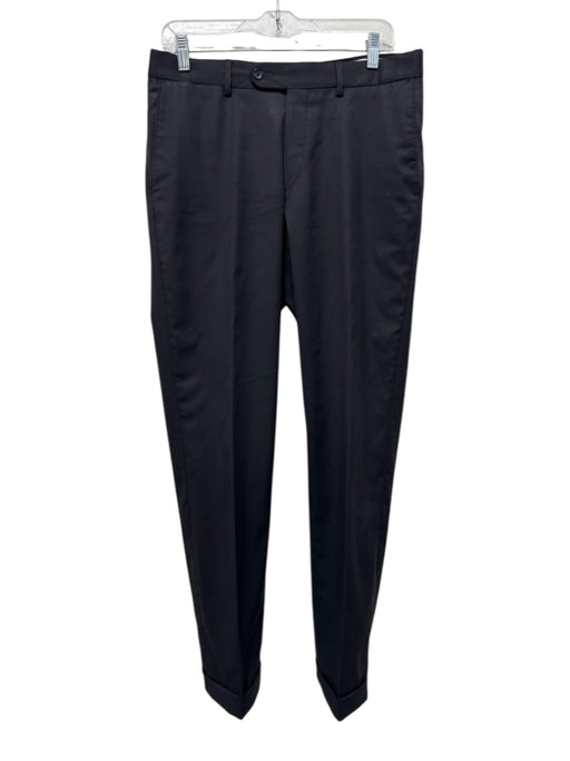 6 East Size 33 Black Wool Solid Dress Cuffed Men's Pants Black / 33