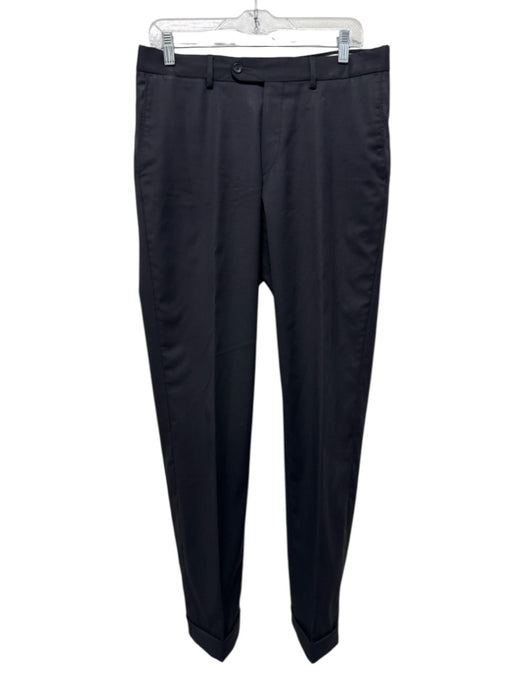 6 East Size 33 Black Wool Solid Dress Cuffed Men's Pants Black / 33