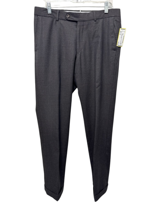 6 East Size 33 Brown Wool Micro Dress Cuffed Men's Pants Brown / 33