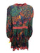 Farm Rio Size XS Green, Purple, Multi Viscose All Over Print Long Sleeve Dress Green, Purple, Multi / XS