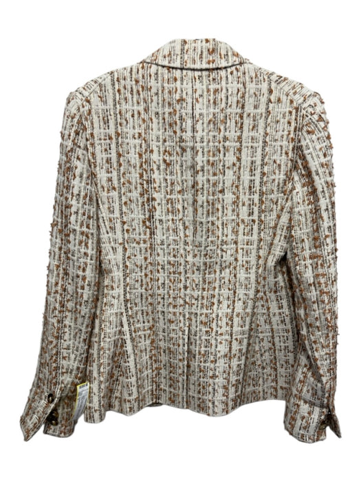 Veronica Beard Size 2 White, Brown, Multi Cotton & Polyester Tweed Lapel Jacket White, Brown, Multi / 2