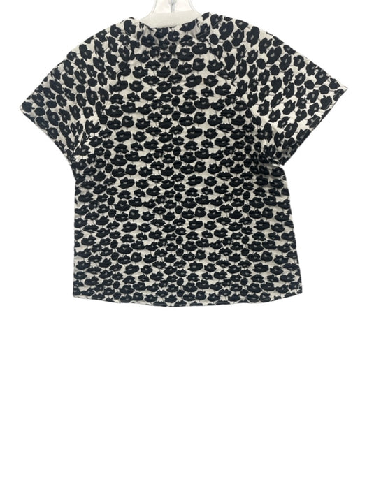 Abbey Glass Size XS White & Black Polyester Blend Abstract Floral Puckered Top White & Black / XS