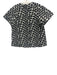 Abbey Glass Size XS White & Black Polyester Blend Abstract Floral Puckered Top White & Black / XS