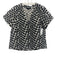 Abbey Glass Size XS White & Black Polyester Blend Abstract Floral Puckered Top White & Black / XS