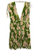 Rebecca Taylor Size S Green & Pink Nylon Sleeveless Floral Print Deep V Dress Green & Pink / S