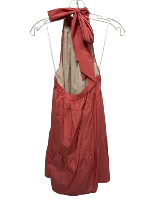 Theory Size P Coral Orange Cotton & Nylon Sleeveless Halter Top Open Back Dress Coral Orange / P
