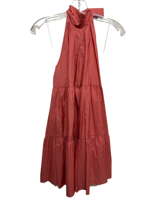 Theory Size P Coral Orange Cotton & Nylon Sleeveless Halter Top Open Back Dress Coral Orange / P